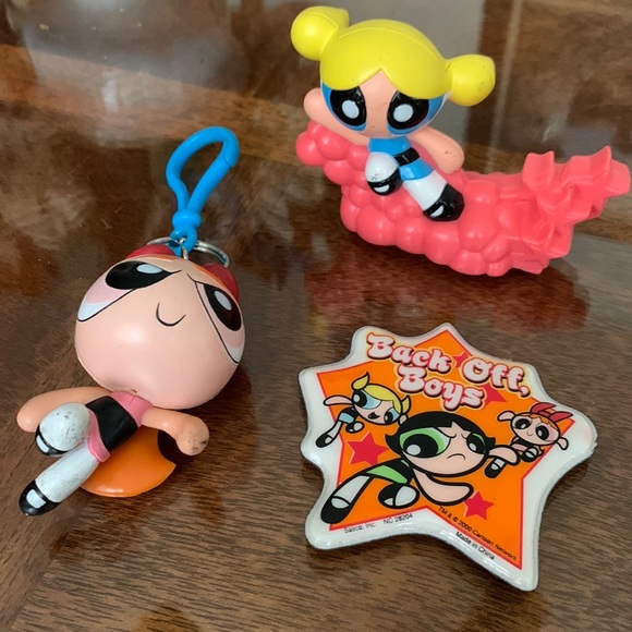 Powerpuff Girls Bundle Blossom Keychain Bubbles Pullback Car & Magnet vintage - Picture 2 of 11